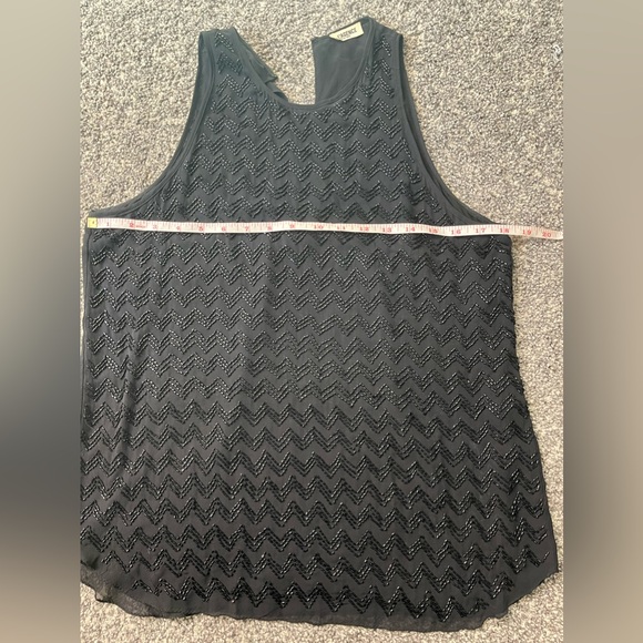 L'agence Silk Beaded High Neck Black Chevron Tank Blouse 6 Flapper Designer - Picture 6 of 10